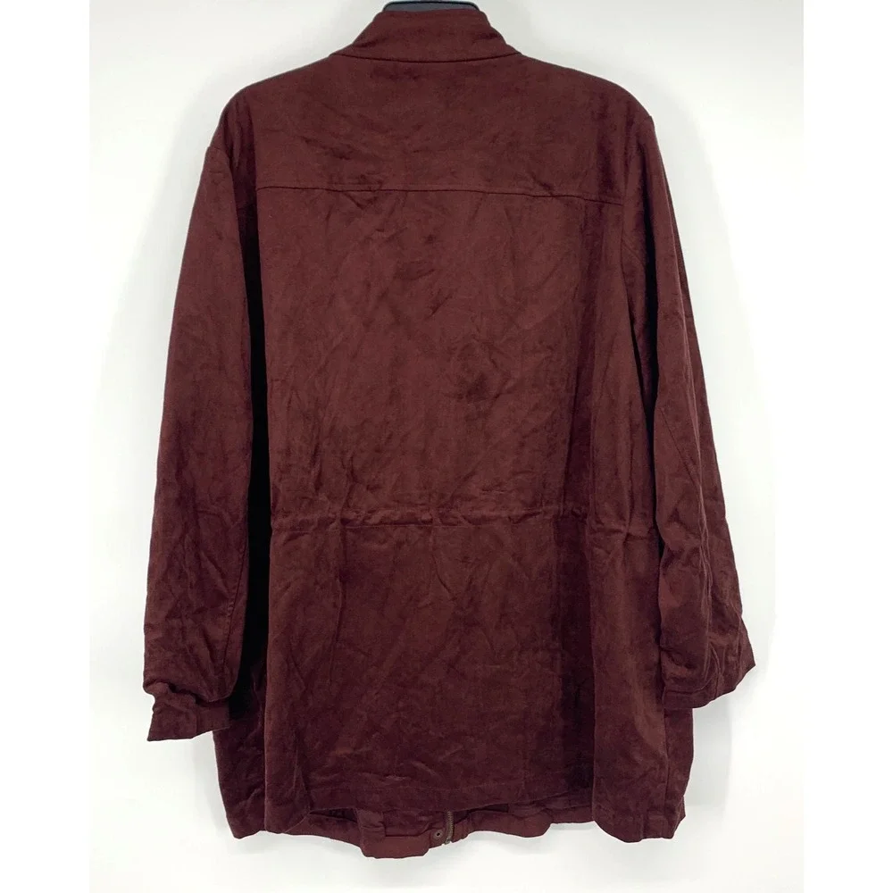Linea Louis Dell'Olio Jacket Womens Plus 3X Zip Front Button Snap Faux Suede - Picture 8 of 10